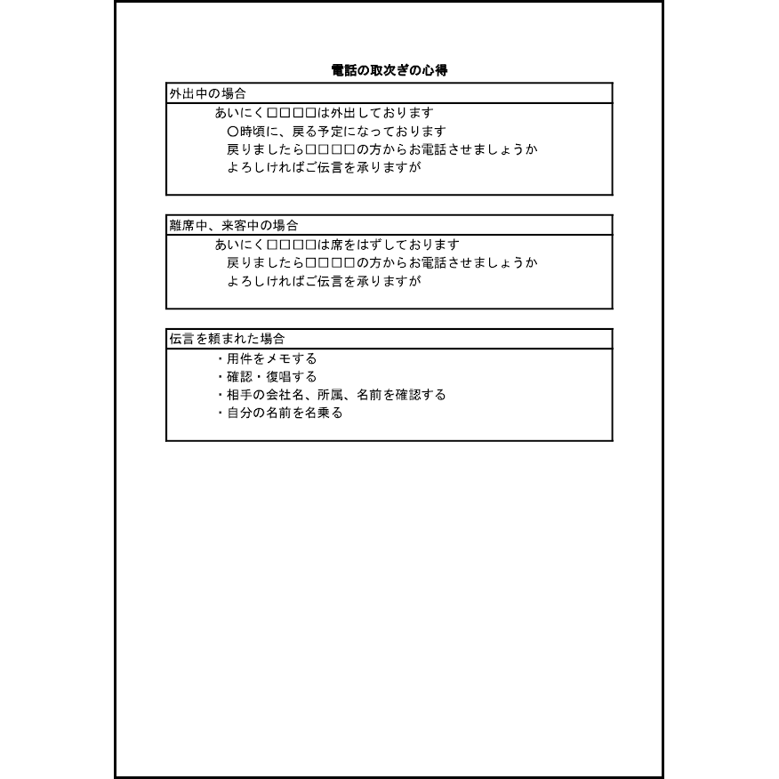 電話の取次ぎの心得22